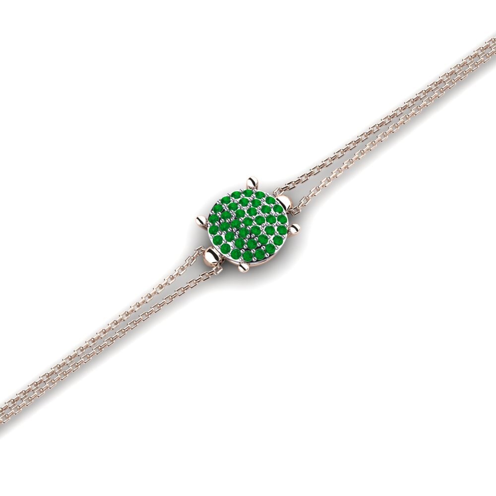 9ct Rose & White Gold Emerald Women's Bracelet Erterew