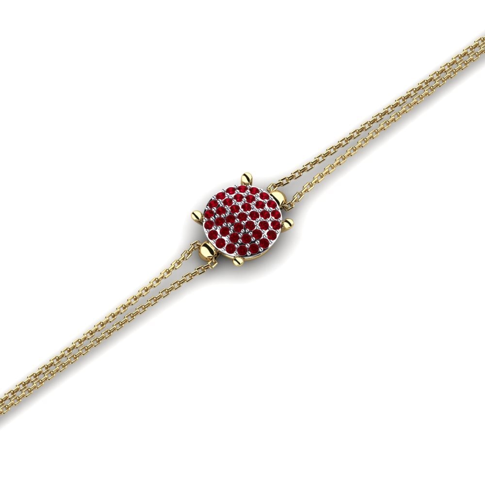 18K Yellow & White Gold Red Zirconia Bracelet Erterew