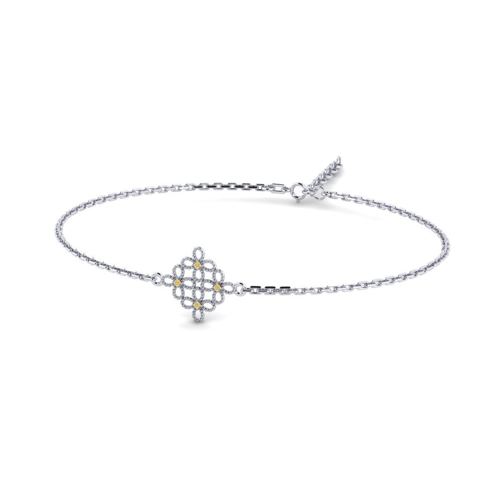 925 Prata de lei Diamante Amarelo Pulseira Feminino Ertgred