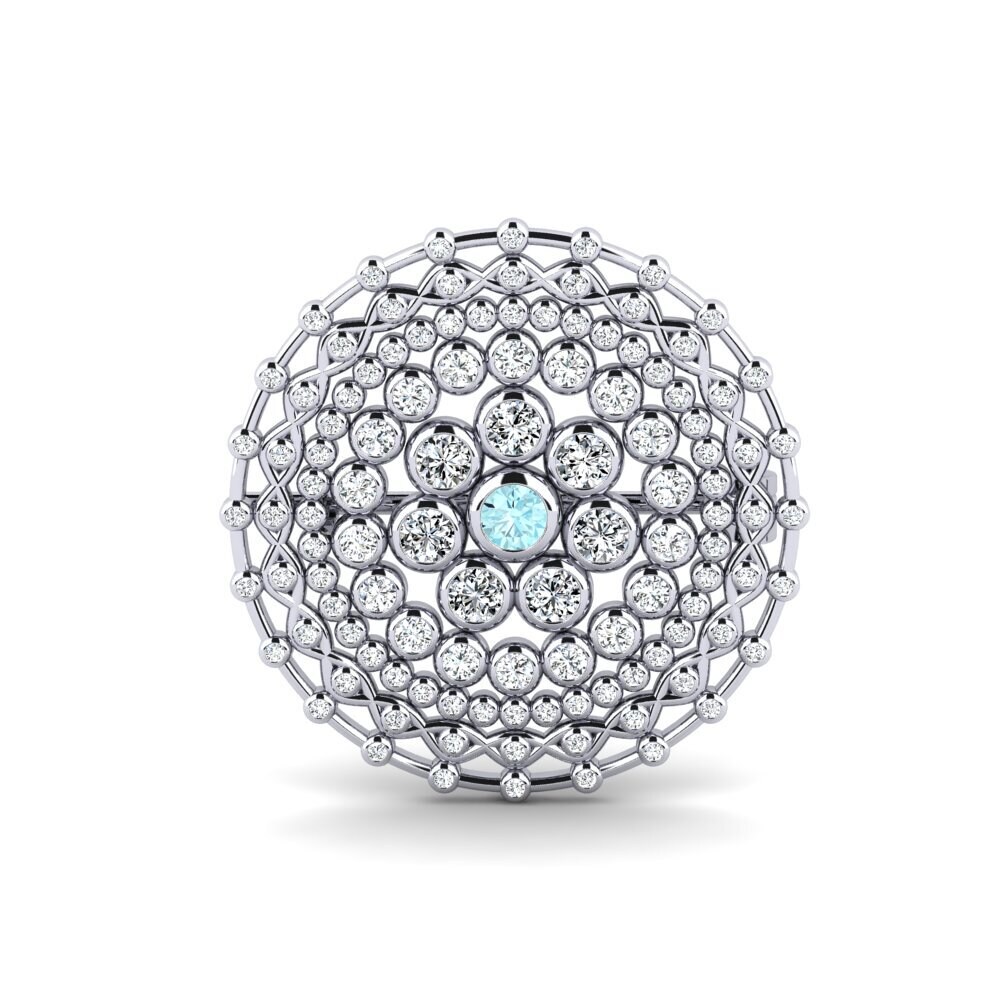 14ct White Gold Aquamarine Brooch Eryn