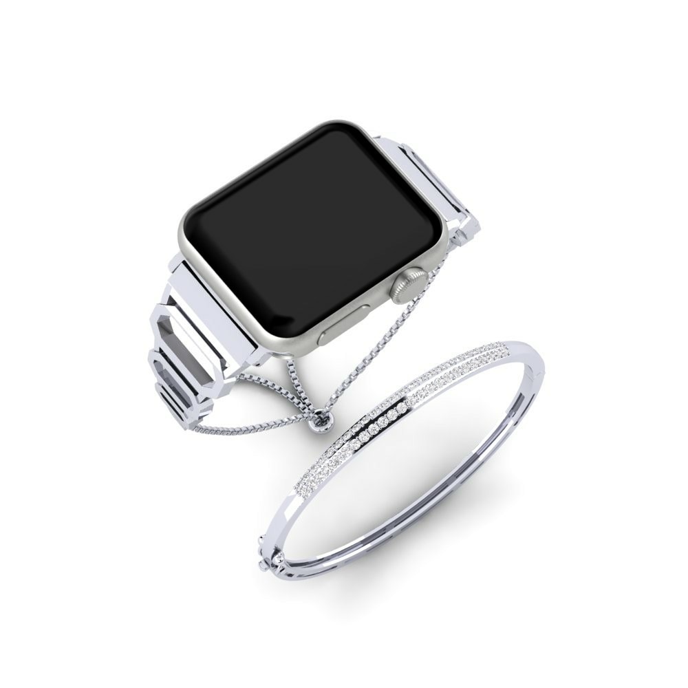 Joyería Tech Apple Watch® Escapade Set Acero inoxidable / Oro Blanco 585 Zafiro blanco
