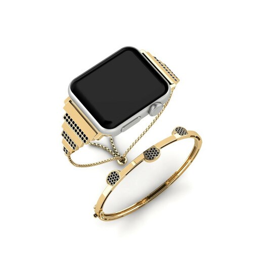 Apple Watch® Escapement Set Stainless Steel / 585 Yellow Gold & Đá Sapphire Đen