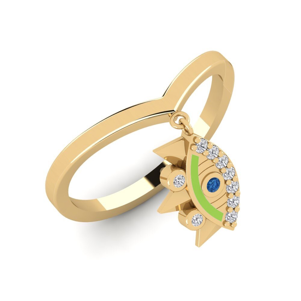 Circonita Azul Oscuro Anillo Escudona