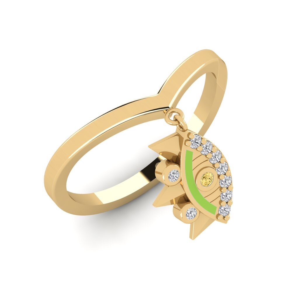 Diamante Amarillo Anillo Escudona