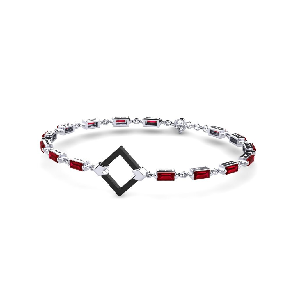 950 Palladium Red Zirconia Women's Bracelet Esmia