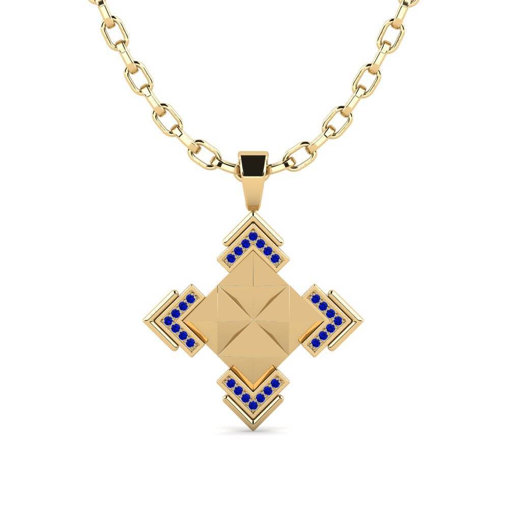 Or Jaune 585 Saphir Pendentif pour homme Espur