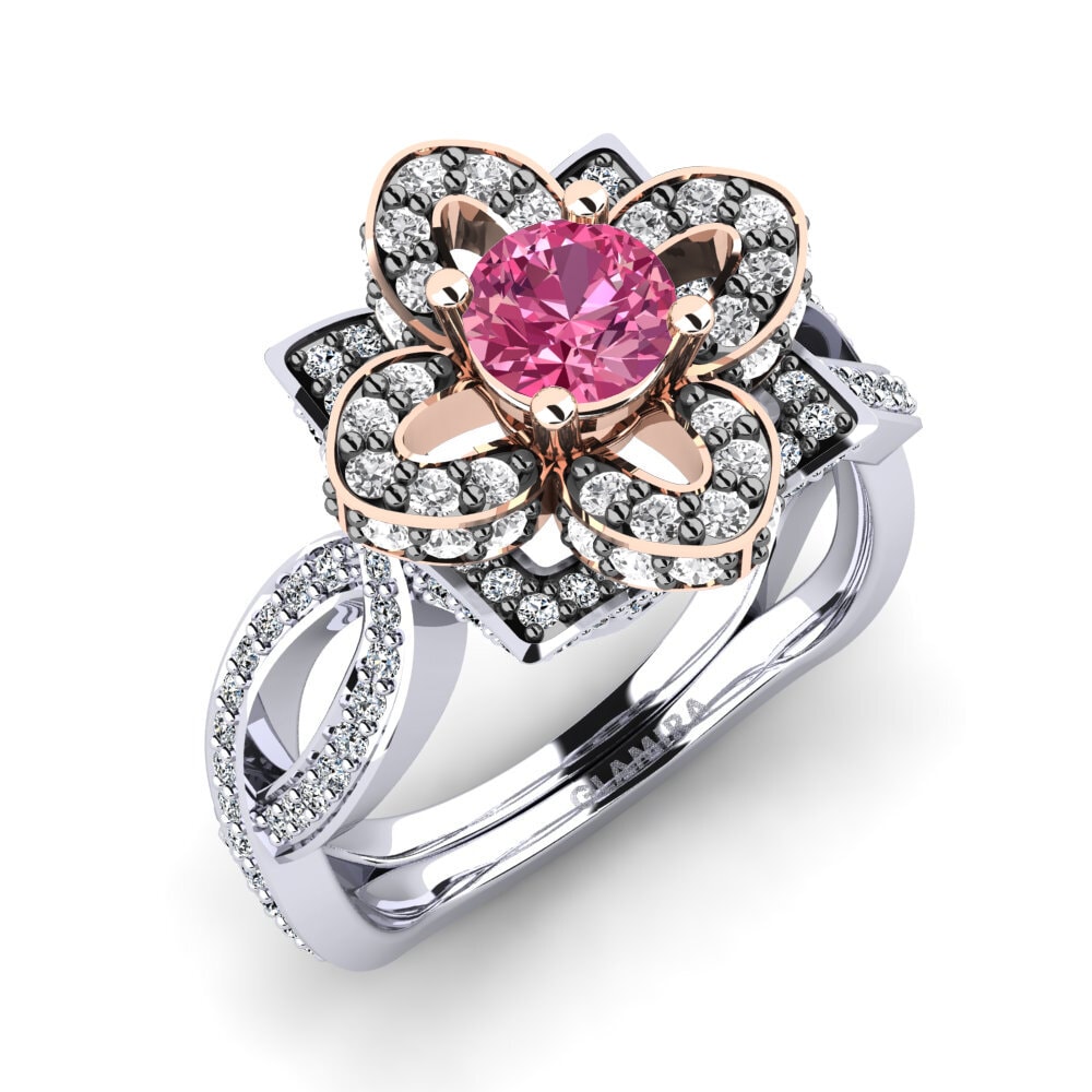 14ct White & Rose Gold Pink Tourmaline Engagement Ring Essie