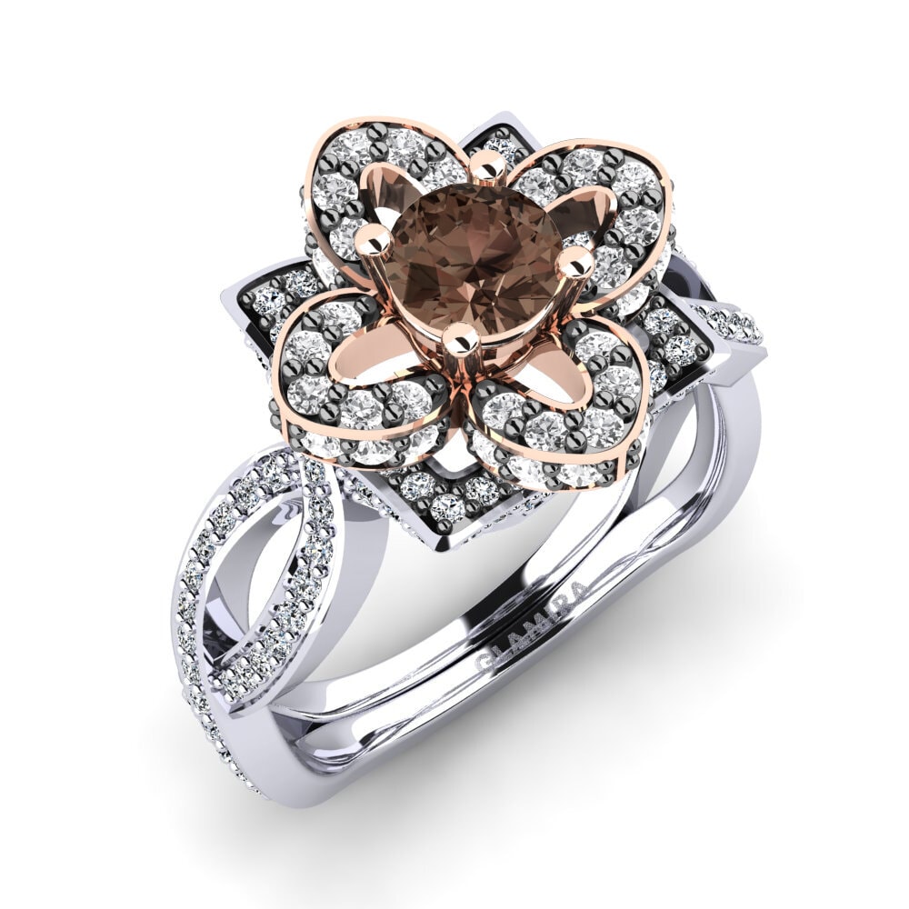 9ct White & Rose Gold Smoky Quartz Engagement Ring Essie