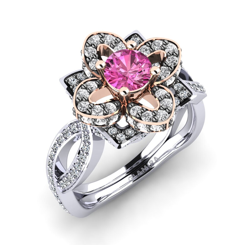 14ct White & Rose Gold Pink Topaz Engagement Ring Essie