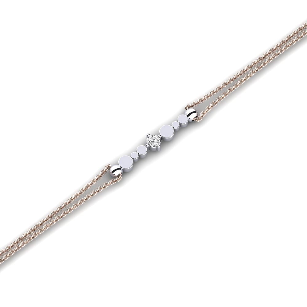 9ct Rose & White Gold White sapphire Women's Bracelet Estate