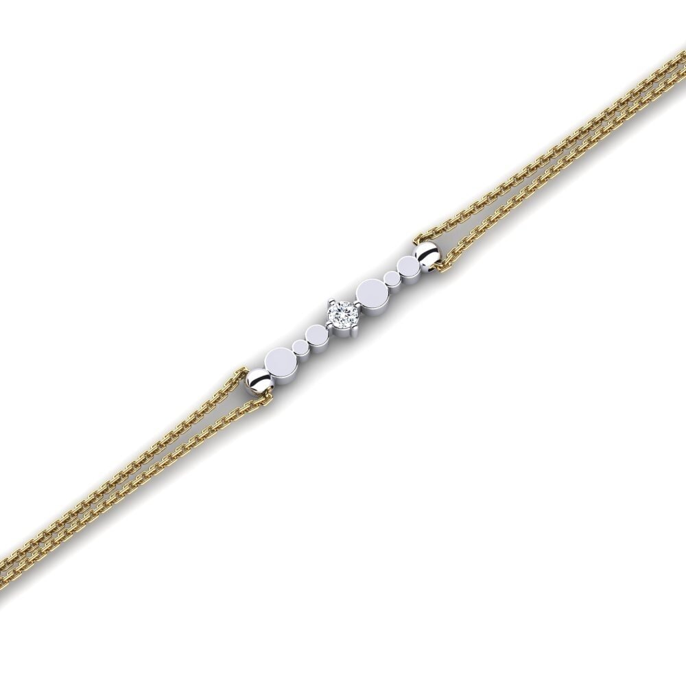 9ct Yellow & White Gold Zirconia Women's Bracelet Estate