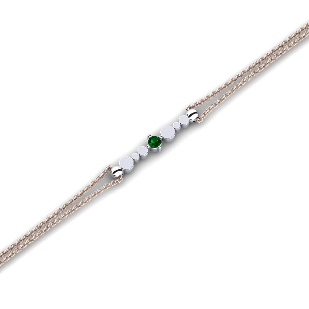 9ct Rose & White Gold Green Zirconia Women's Bracelet Estate