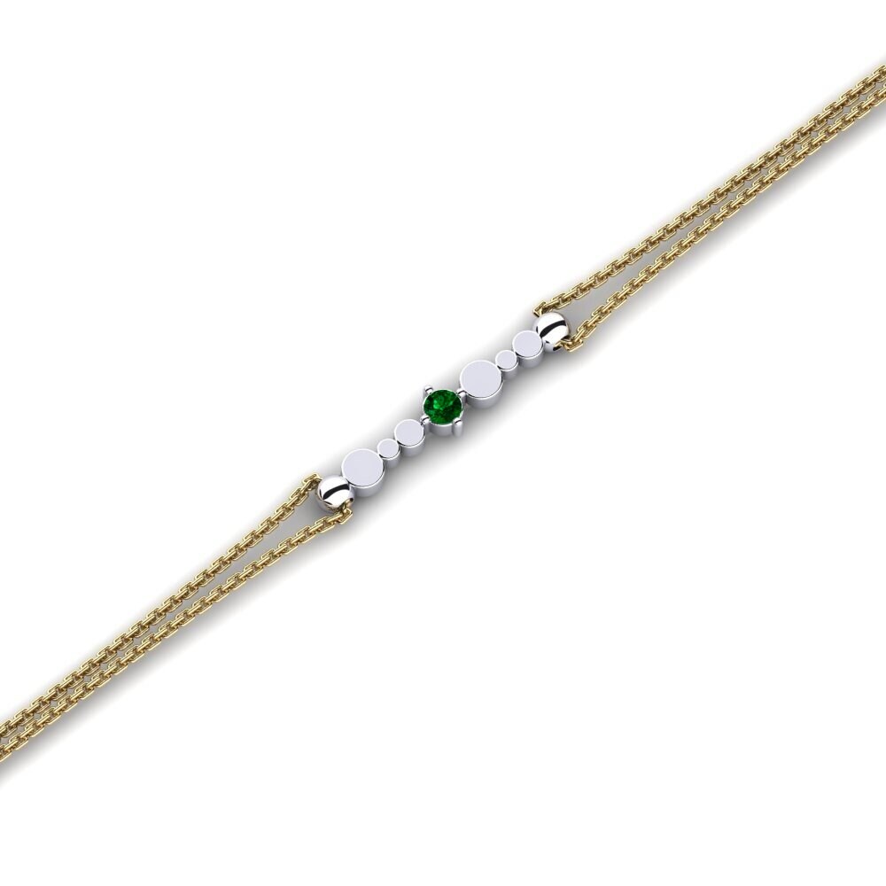 9ct Yellow & White Gold Green Zirconia Women's Bracelet Estate