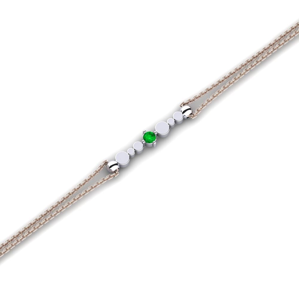 9ct Rose & White Gold Emerald Women's Bracelet Estate