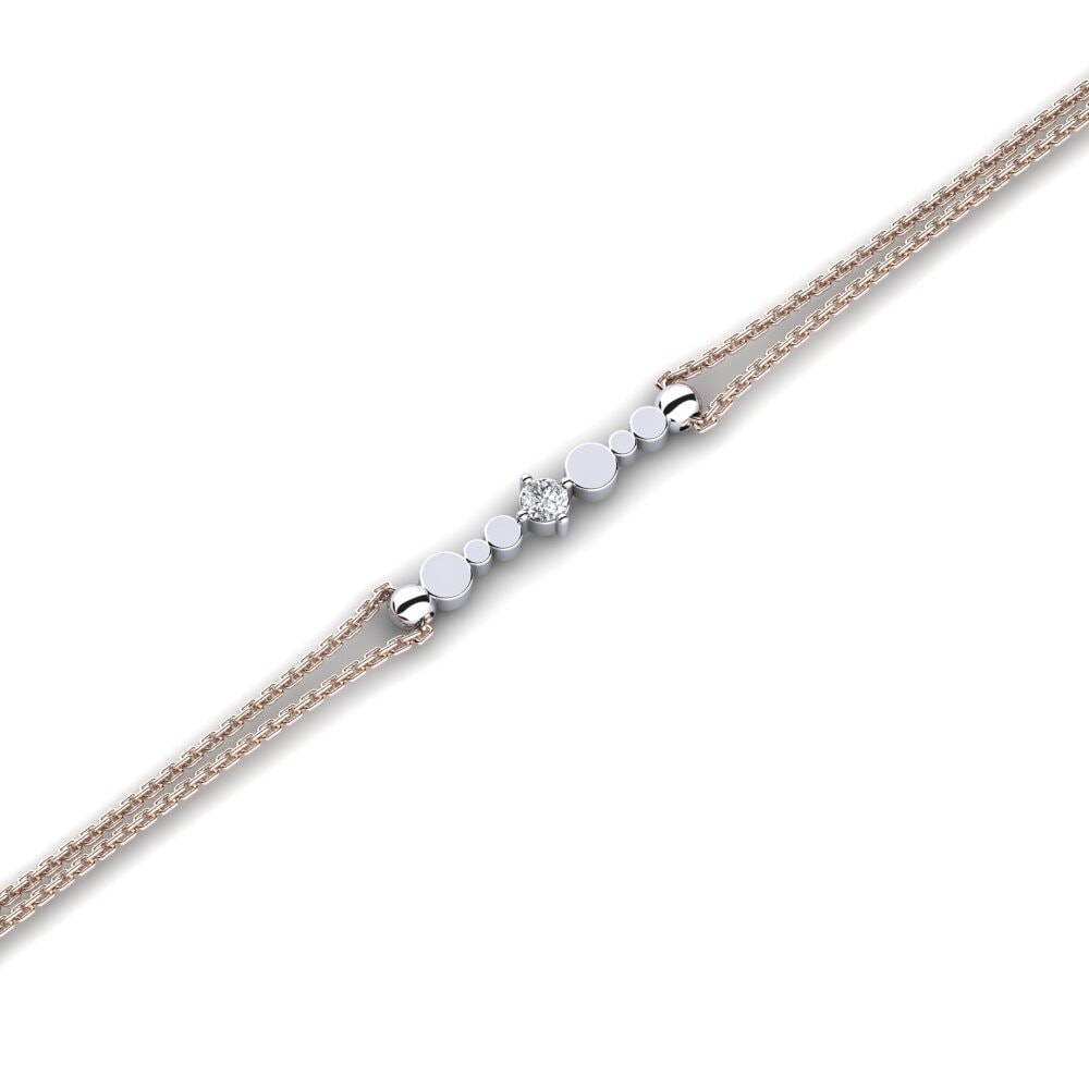 9ct Rose & White Gold Lab Grown Diamond Women's Bracelet Estate