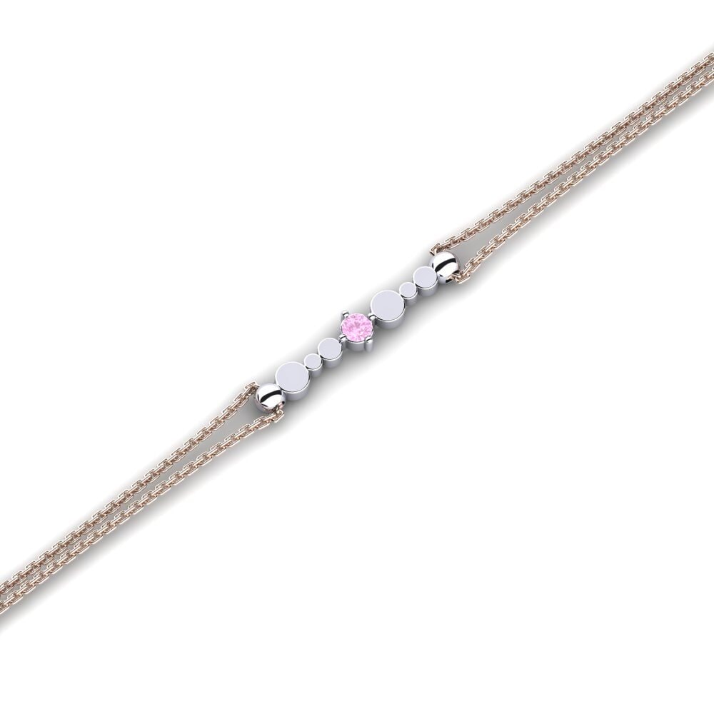 9ct Rose & White Gold Pink Sapphire Women's Bracelet Estate
