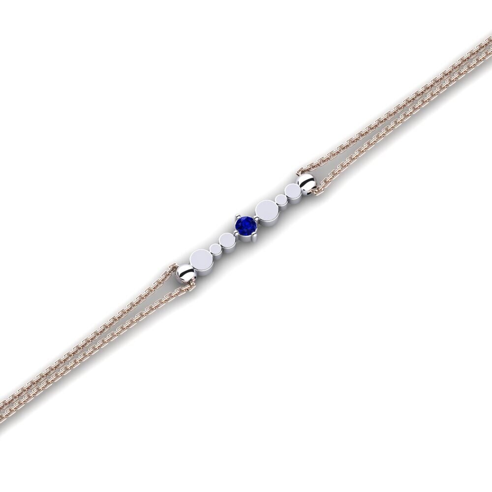 9ct Rose & White Gold Sapphire Women's Bracelet Estate