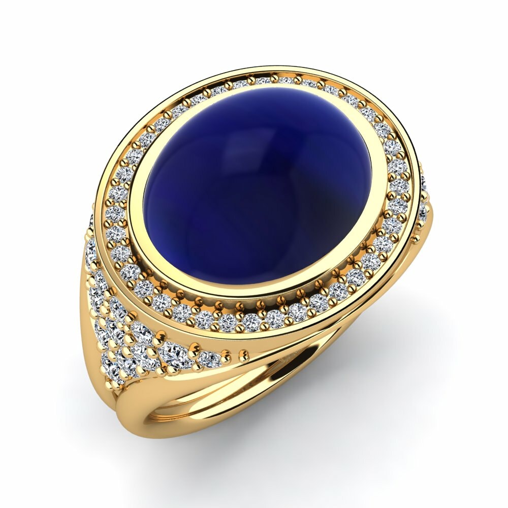 Or Jaune 18k Saphir Cabochon Bague Estela