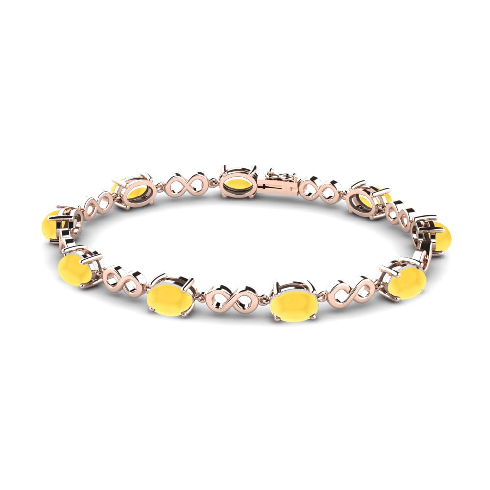9k Oro Rosa Citrino Cabujón Pulsera de Mujer Estell