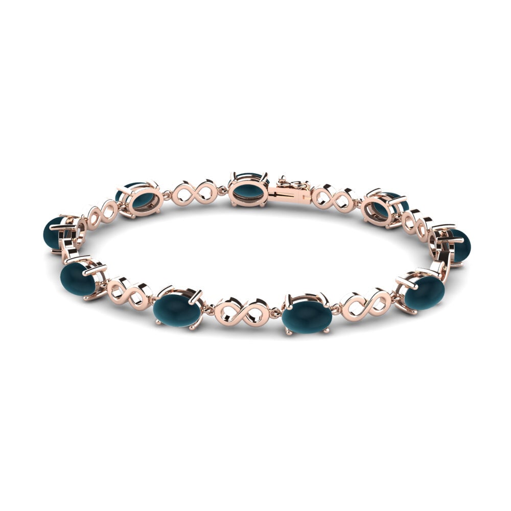 14k Rose Gold Cabochon London Blue Topaz Women's Bracelet Estell