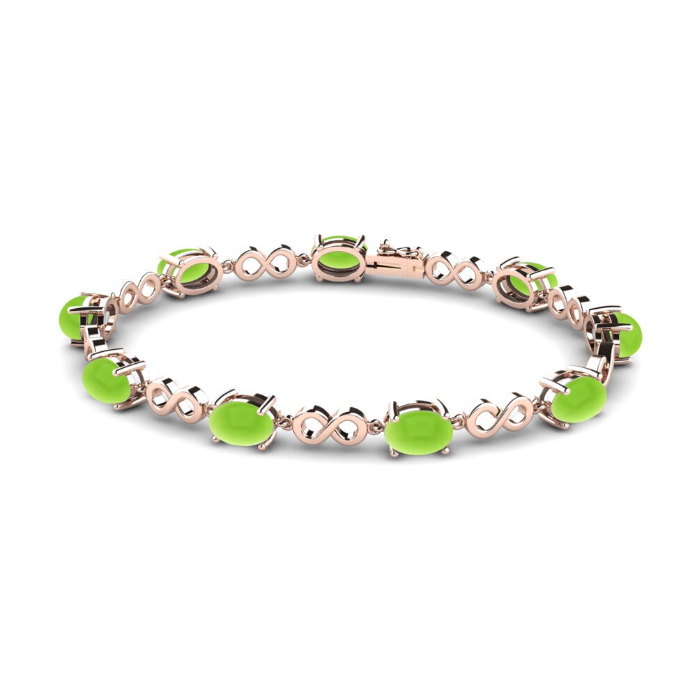9k Oro Rosa Peridoto Cabujón Pulsera de Mujer Estell
