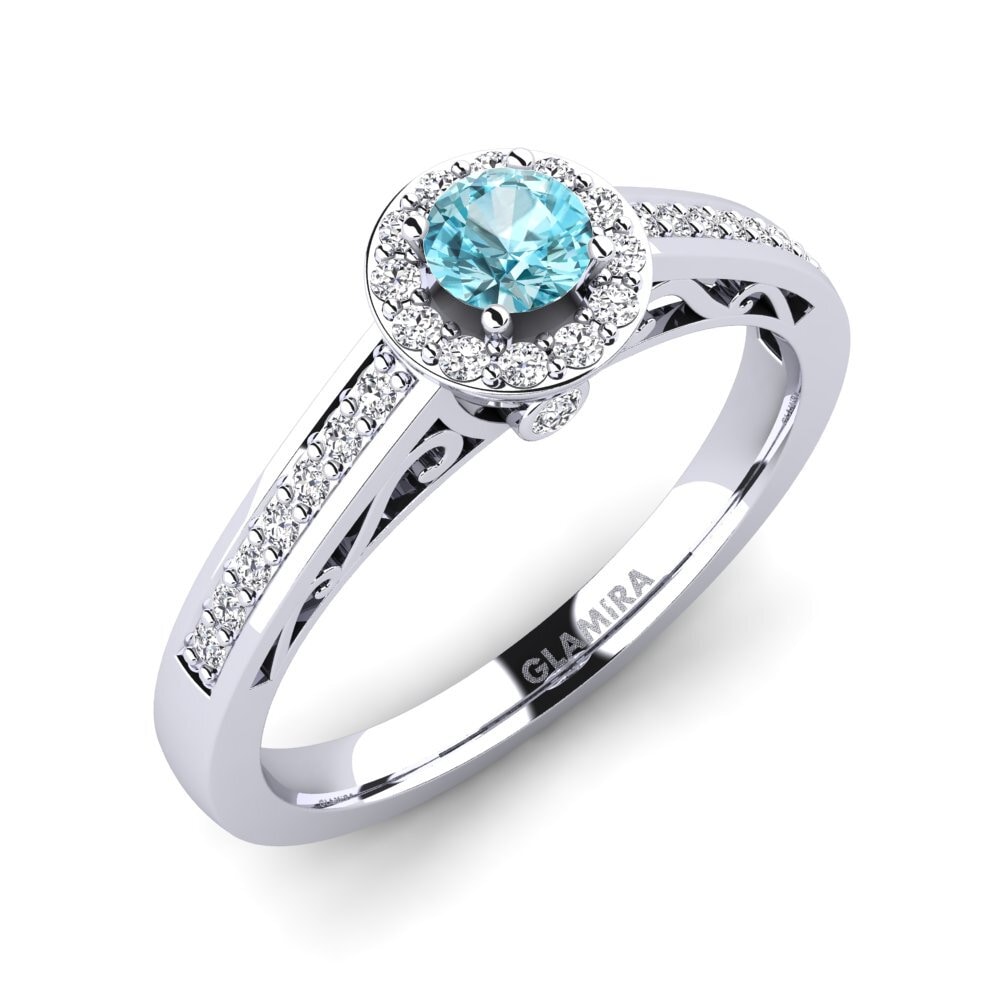 950 Platinum Blue Zircon Engagement Ring Estelle