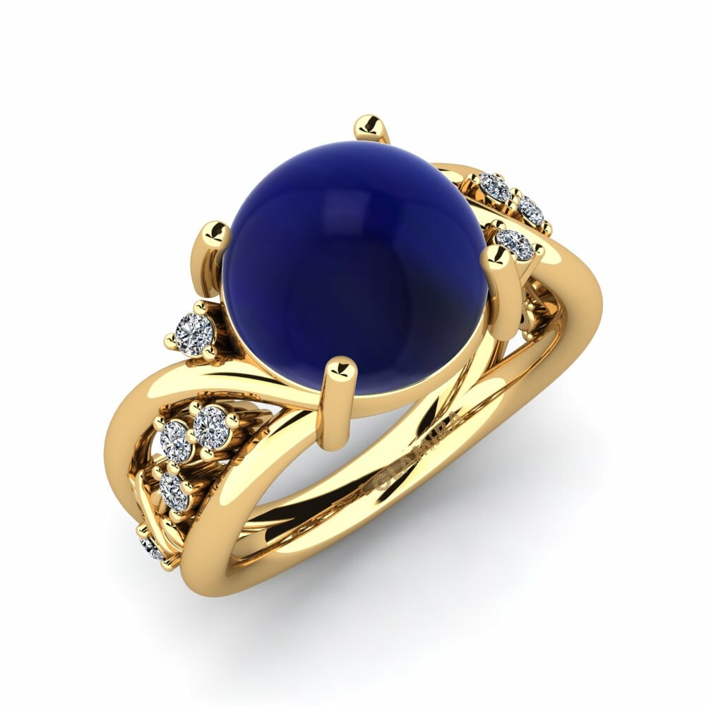Or Jaune 18k Saphir Cabochon Bague Estera