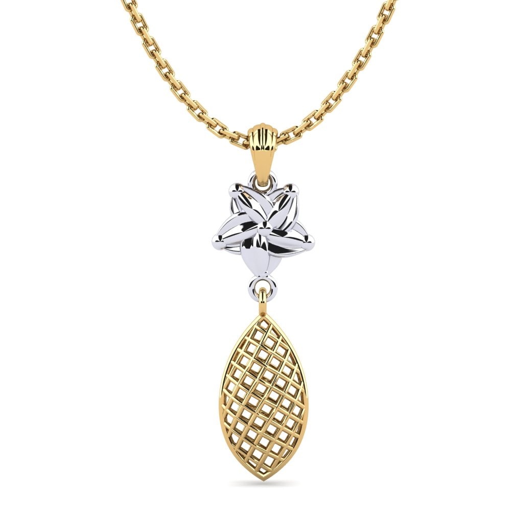 14k Oro Amarillo & Blanco Colgante Estral