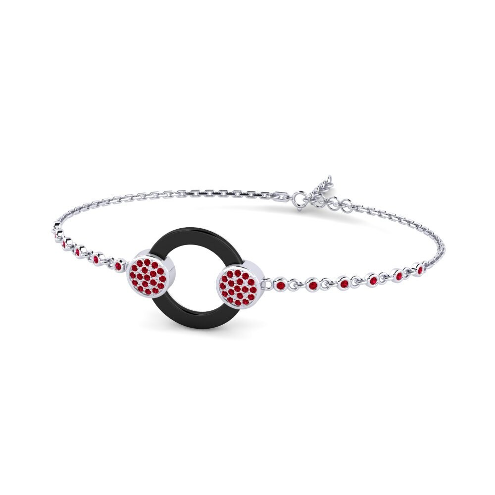 950 Palladium Red Zirconia Women's Bracelet Esya