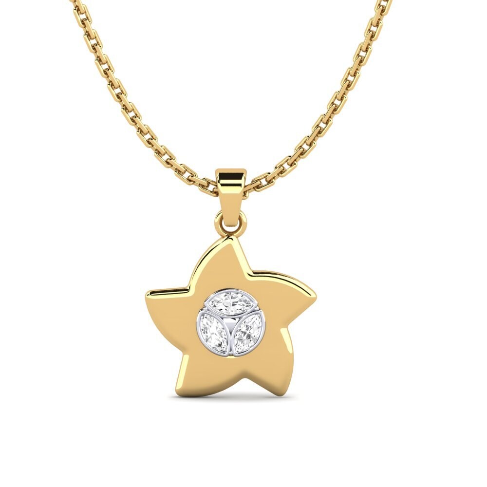 9k Oro Amarillo & Blanco Zafiro blanco Colgante de Mujer Etarec