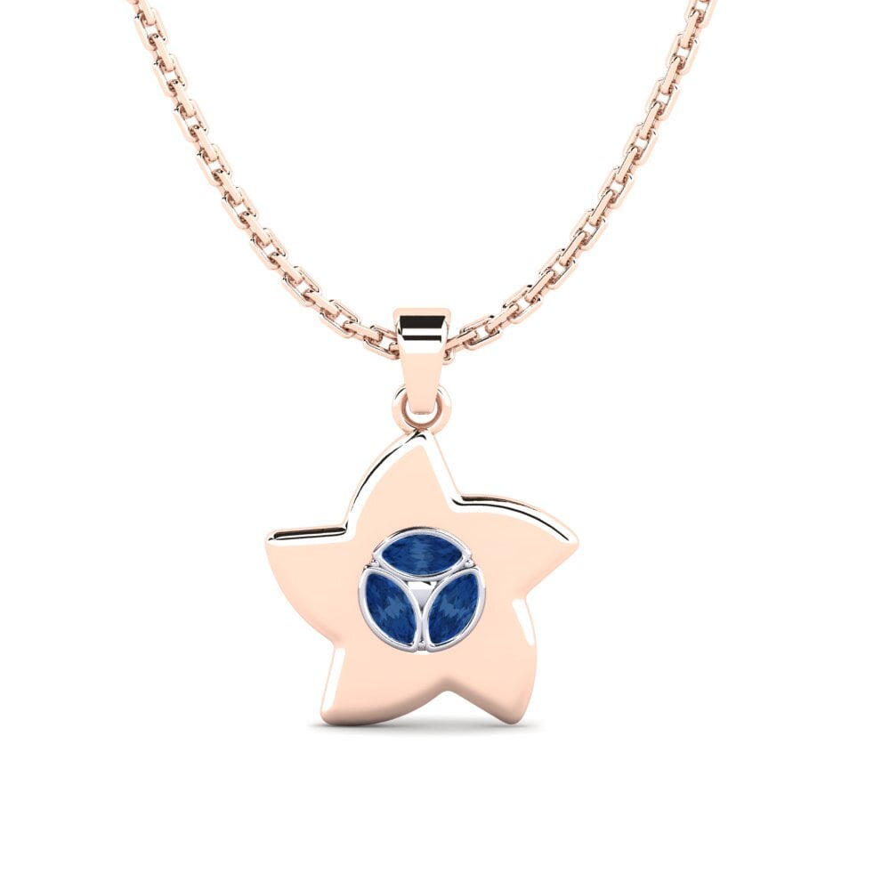 9k Oro Rosa & Blanco Circonita Azul Oscuro Colgante de Mujer Etarec