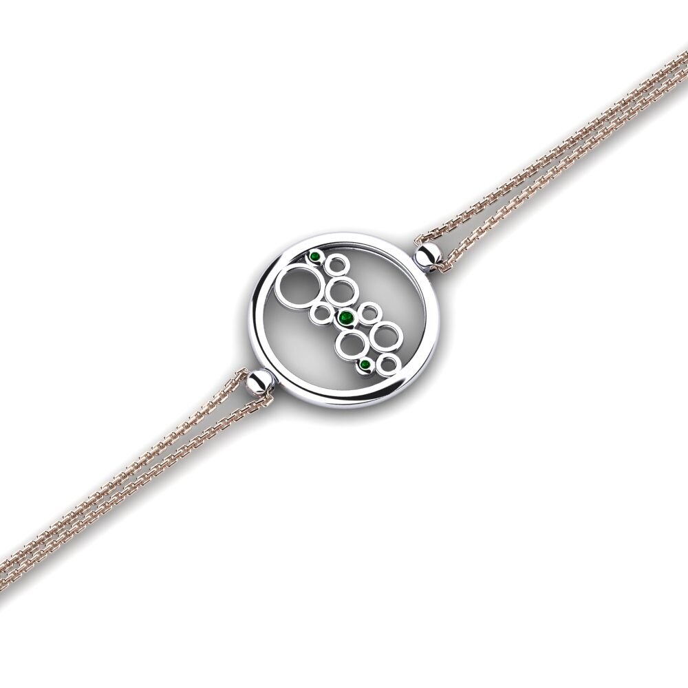 9ct Rose & White Gold Green Zirconia Women's Bracelet Ete