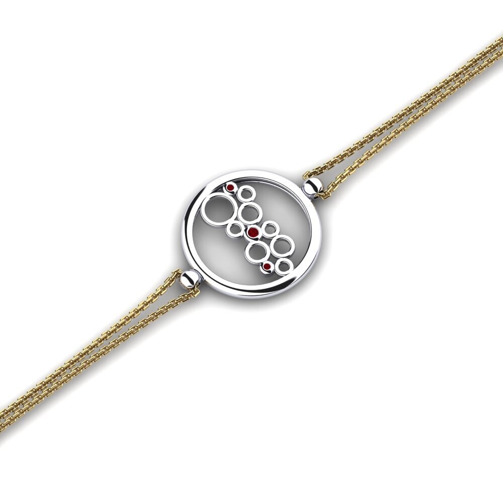 18K Yellow & White Gold Red Zirconia Bracelet Ete