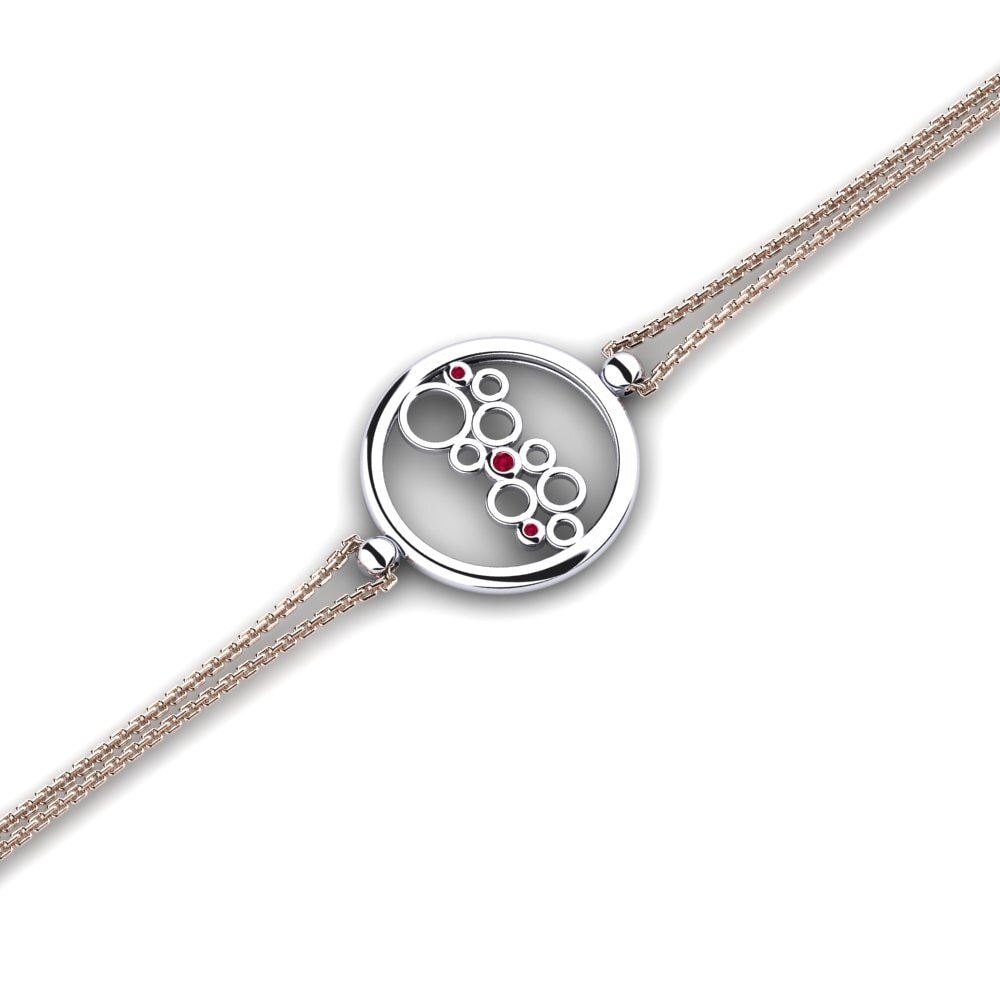 9ct Rose & White Gold Ruby Women's Bracelet Ete