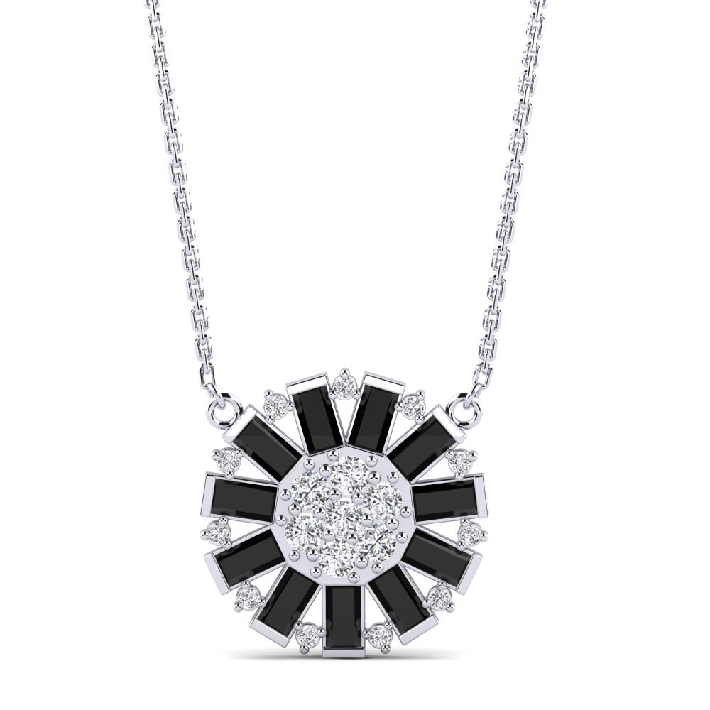 Baguette Black Sapphire Women's Necklace Etha