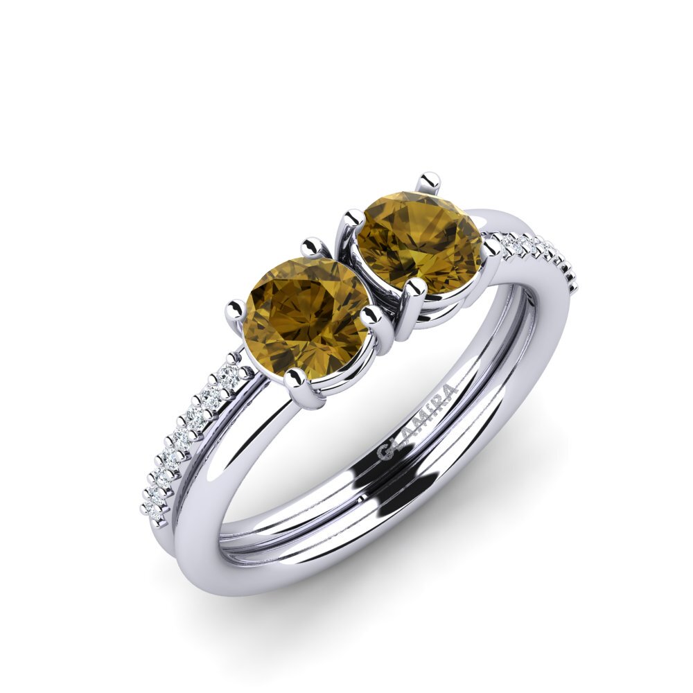 Or Blanc 14k Zircon Brun Bague Etheldra