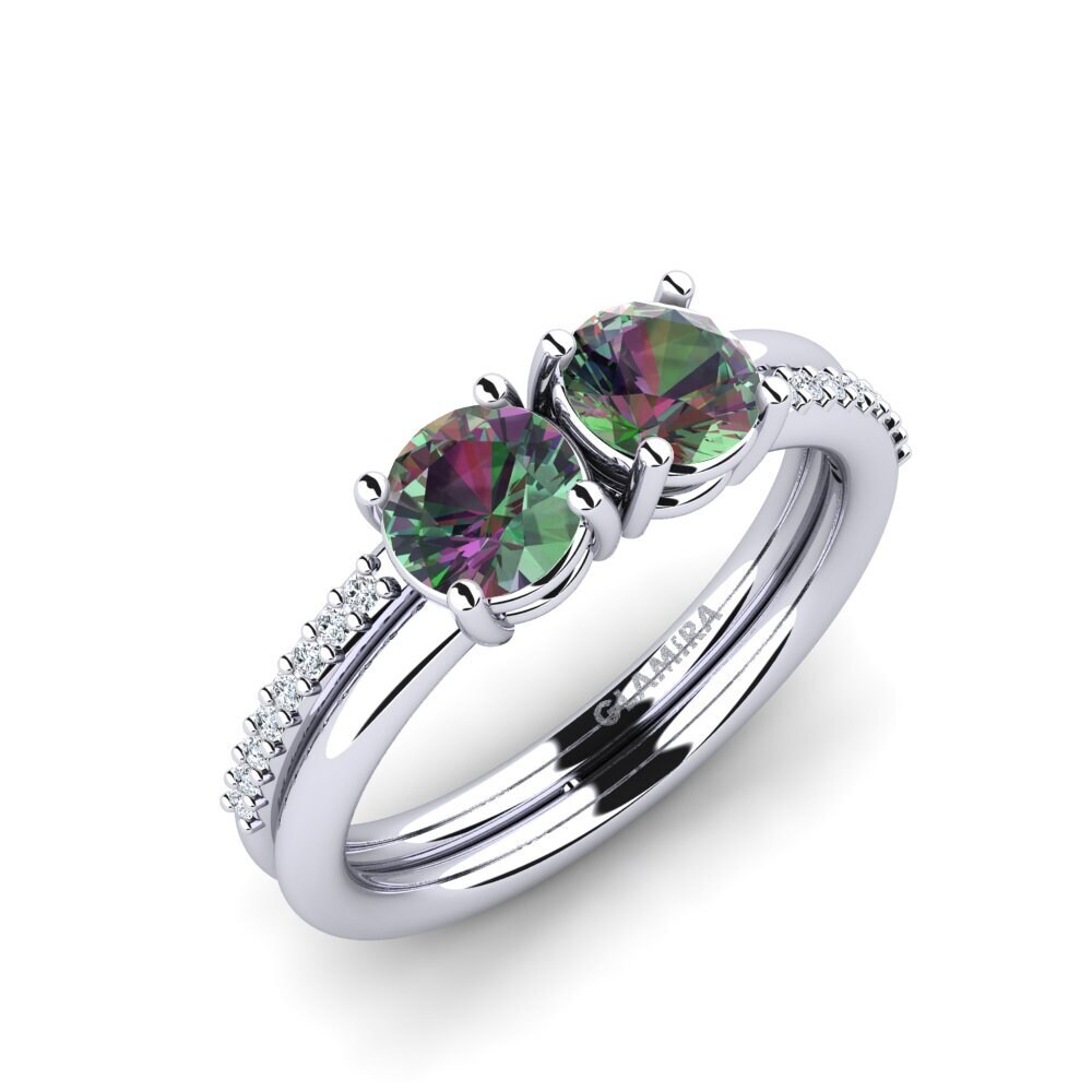 18ct White Gold Mystic Topaz Ring Etheldra