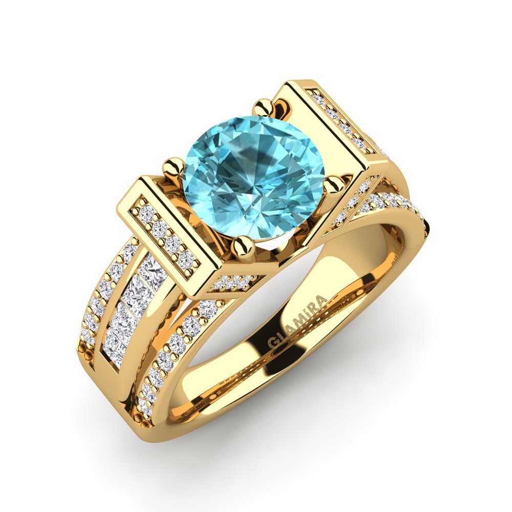 Blue Zircon Engagement Ring Ethella