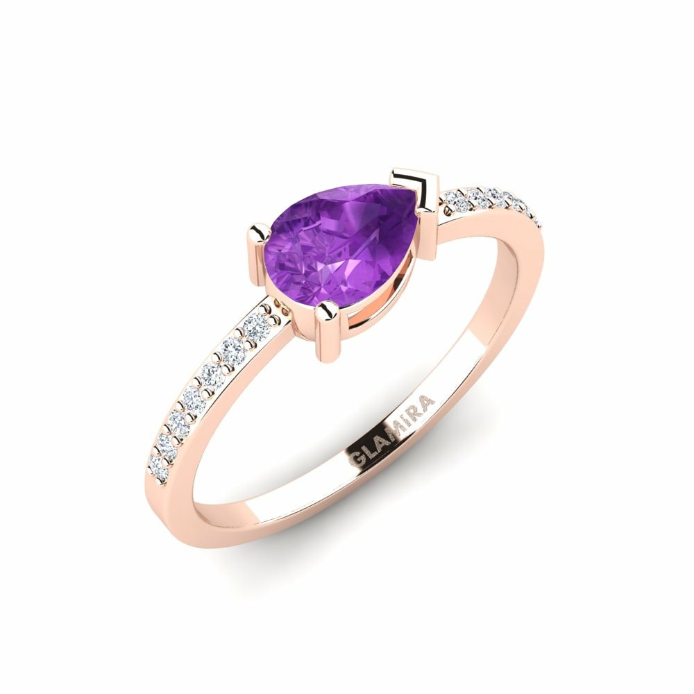 Solitaire Pave Engagement Rings Ethera 585 Rose Gold Amethyst