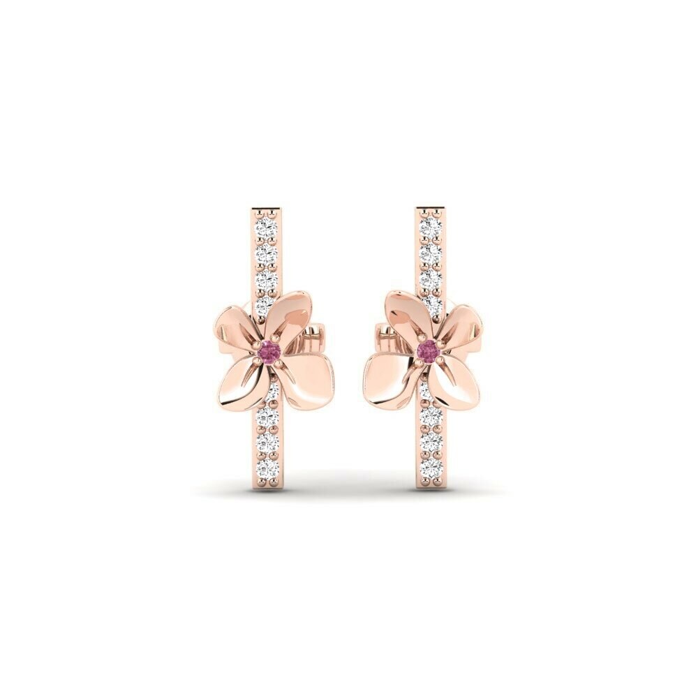 14k Rose Gold Rhodolite Garnet Women's Earring Etneo