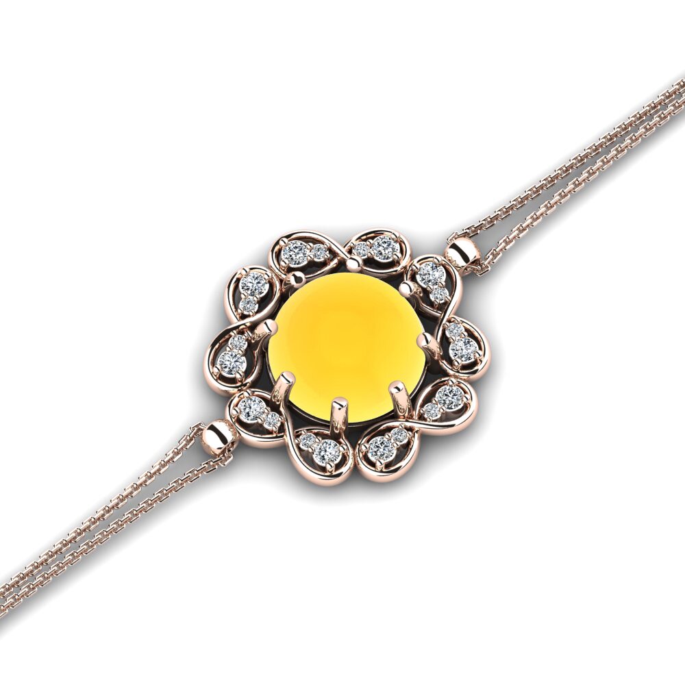 9k Oro Rosa Citrino Cabujón Pulsera de Mujer Etta
