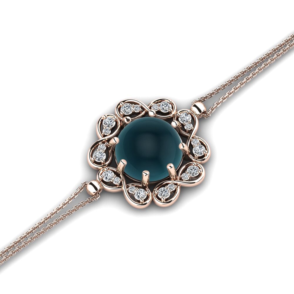 14k Rose Gold Cabochon London Blue Topaz Women's Bracelet Etta