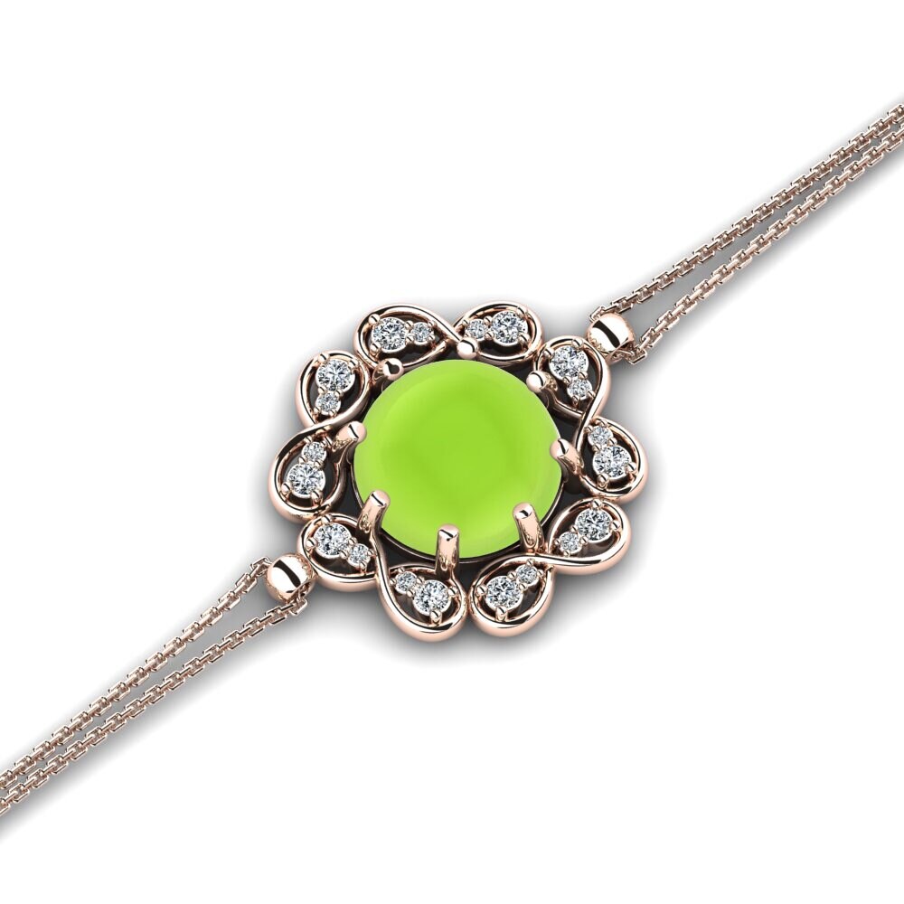 9k Oro Rosa Peridoto Cabujón Pulsera de Mujer Etta