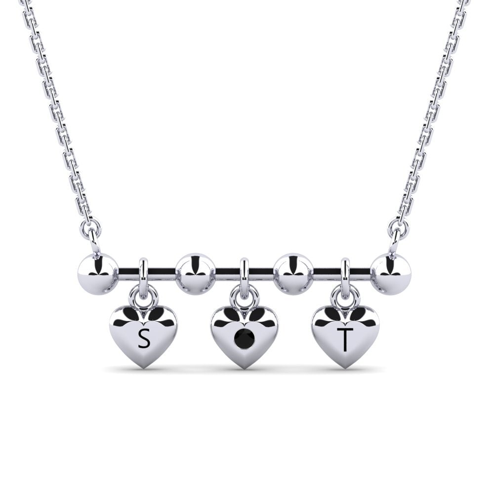 Weiß-Silber Schwarzer Onyx Damen halskette Ettie