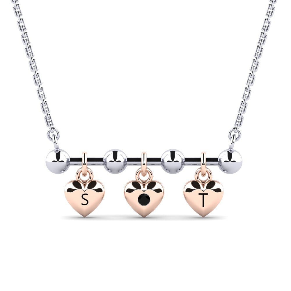 14k Oro Blanco & Rosa Zafiro negro Collar de Mujer Ettie