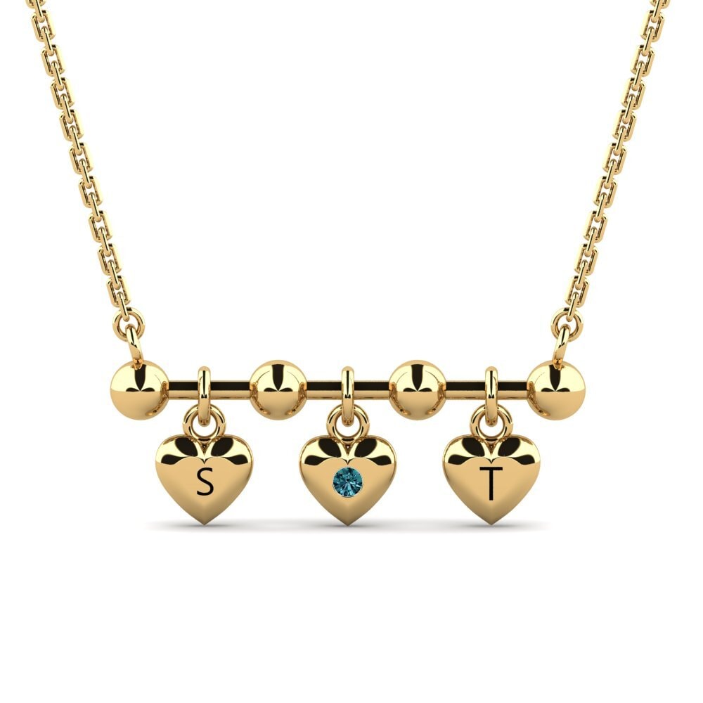 14k Oro Amarillo Diamante Azul Collar de Mujer Ettie