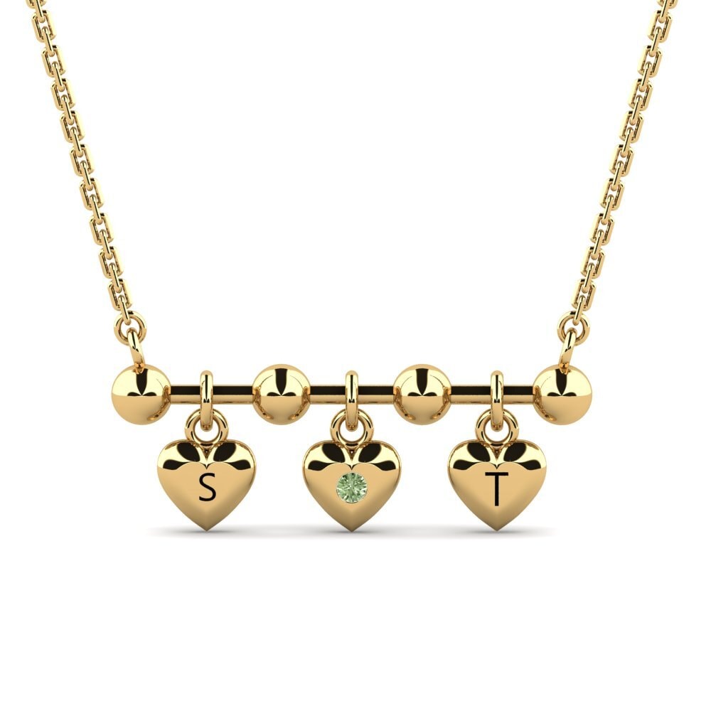 14k Oro Amarillo Diamante Verde Collar de Mujer Ettie