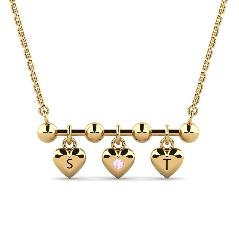 14k Oro Amarillo Zafiro Rosado Collar de Mujer Ettie
