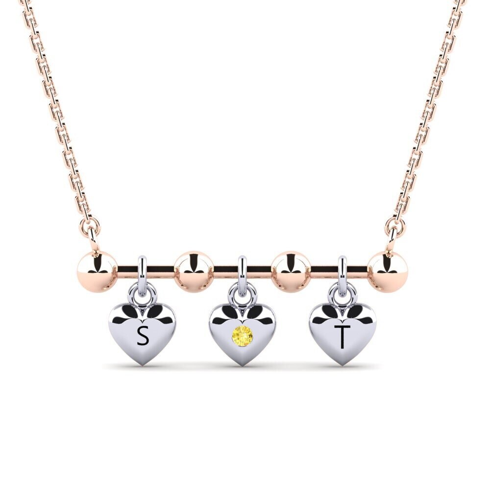 14k Oro Rosa & Blanco Zafiro amarillo Collar de Mujer Ettie