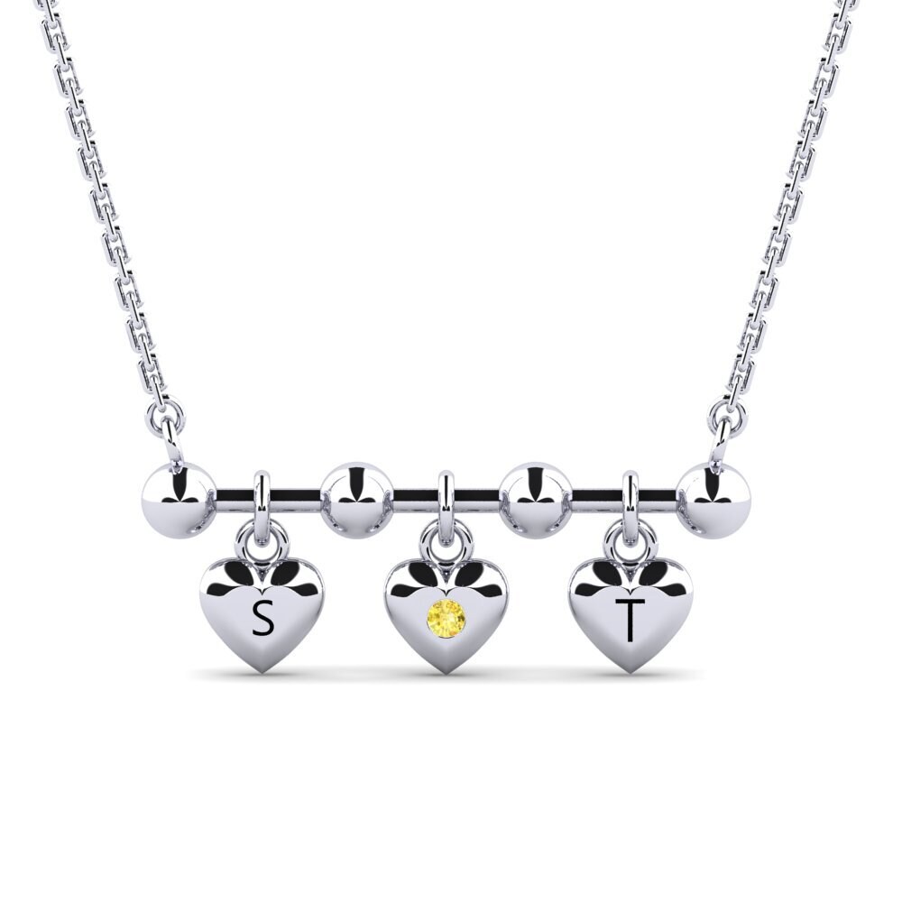 Paladio 950 Zafiro amarillo Collar de Mujer Ettie